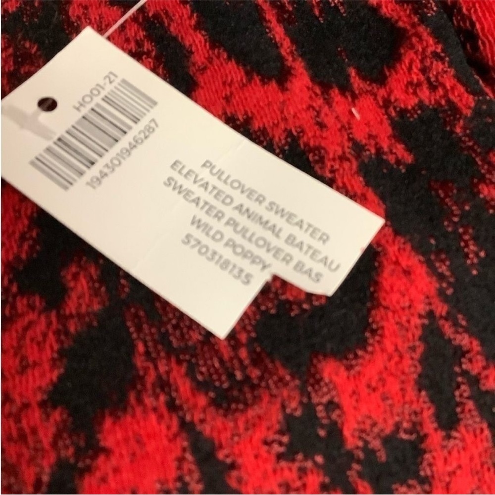 New with Tags -
Chico's Red and Black Animal Print Crew Neck Sweater - Picture 2 of 8